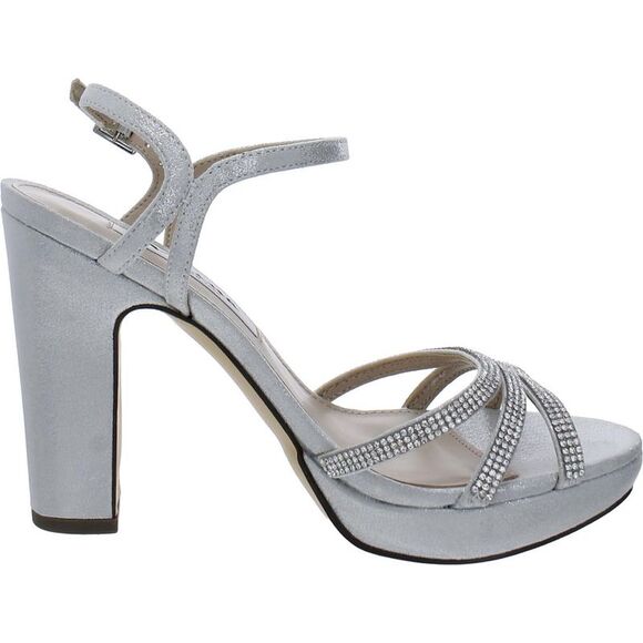 Nina Womens Silver Buckle Heels Shoes NWT - Picture 3 of 3